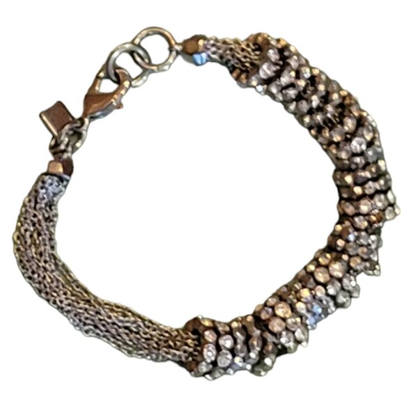 BR Silver Tone Ringed Rhinestone Bracelet with Lobster Clasp - Picture 7 of 9